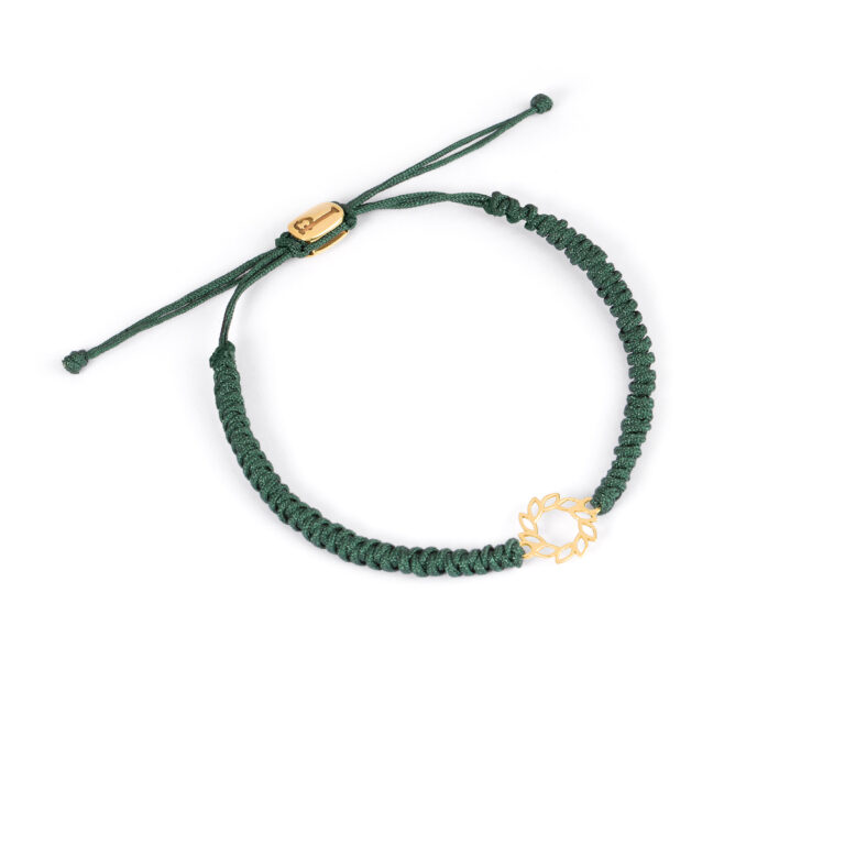 Gold bracelet woven circle leavesG