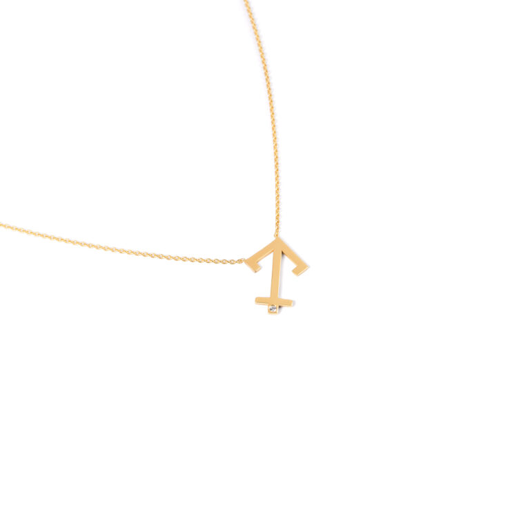 گردنبند طلا ساین ماه آذر تک نگین گالری طلا پرسته