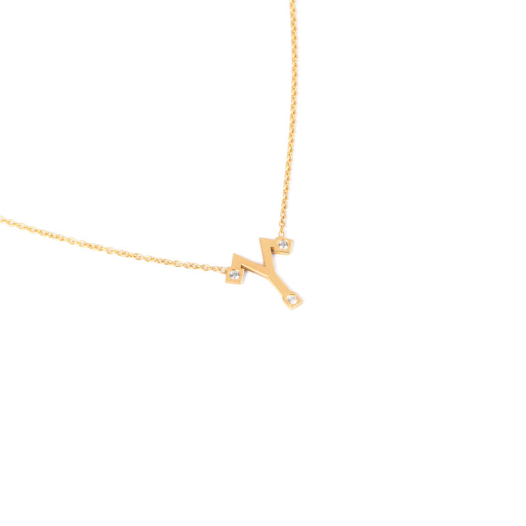 گردنبند طلا ساین ماه فروردین نگین دار گالری طلا پرسته