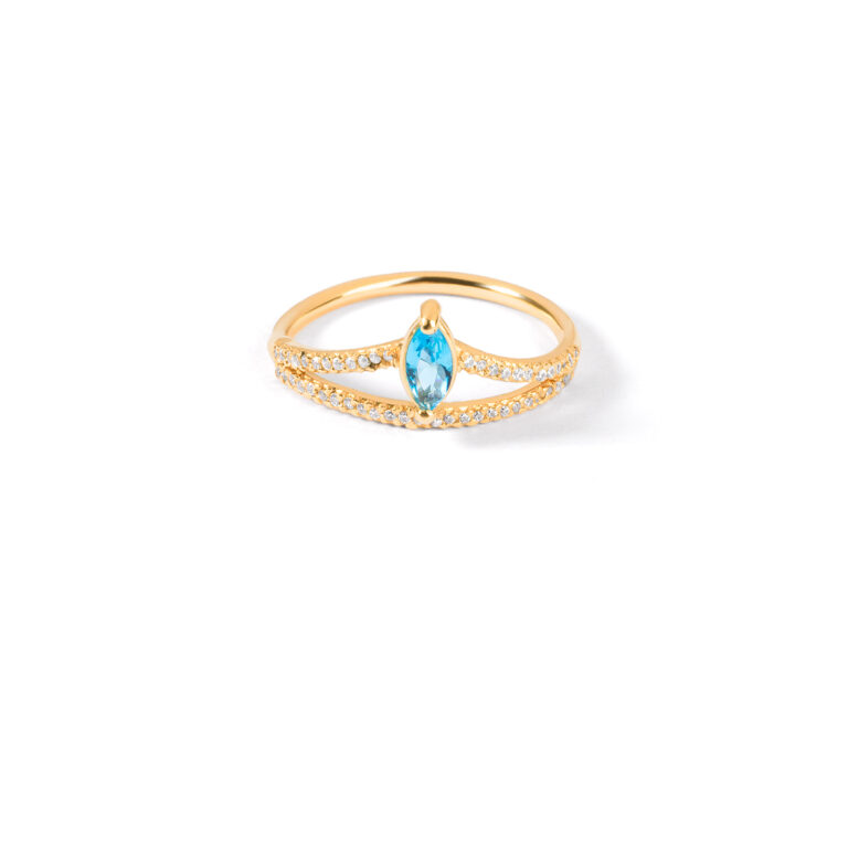 Benita single gem blue gold ringG