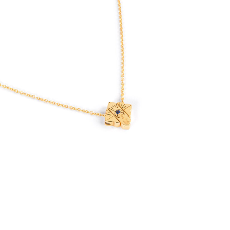 Chakra puzzle gold necklace with multicolored jewels4G