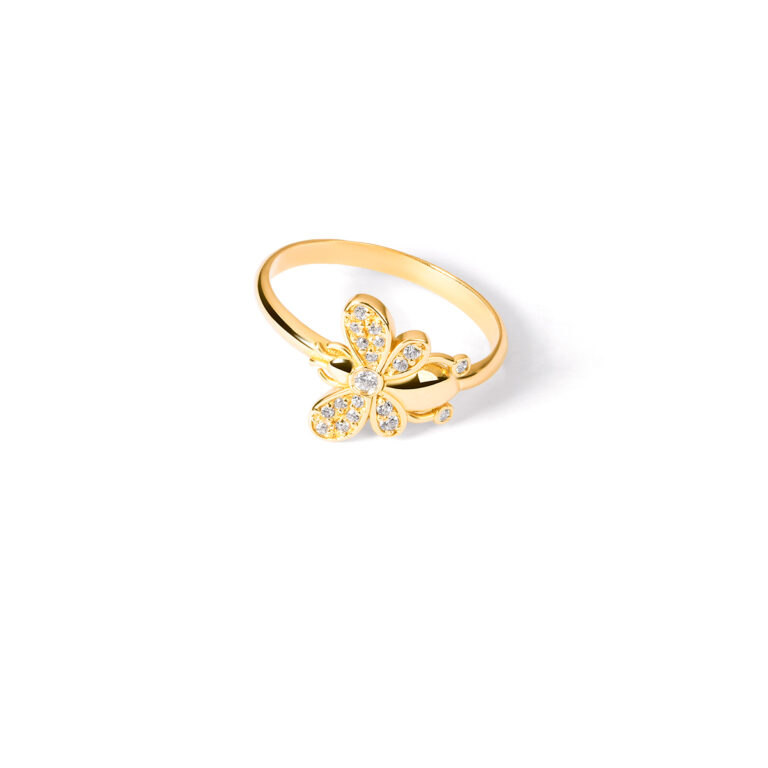 Gold bee ring with jewelsG