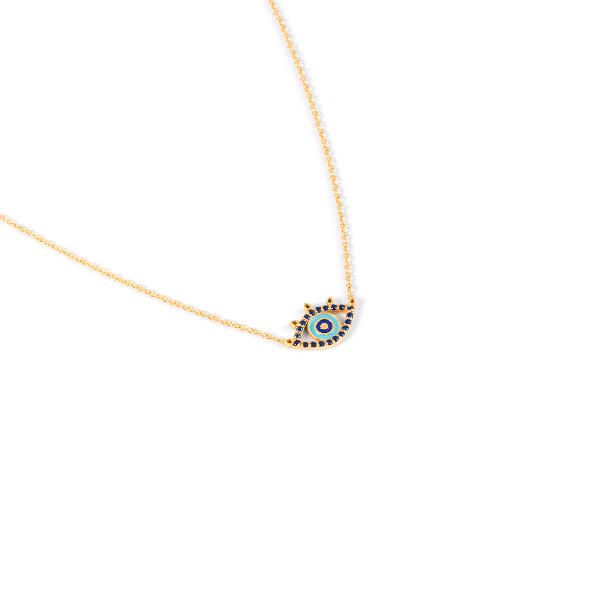 Gold enamel necklace with jeweled eyesG