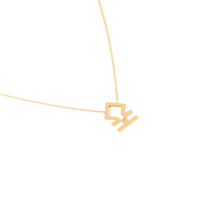 Gold necklace, sine moon, single gemG