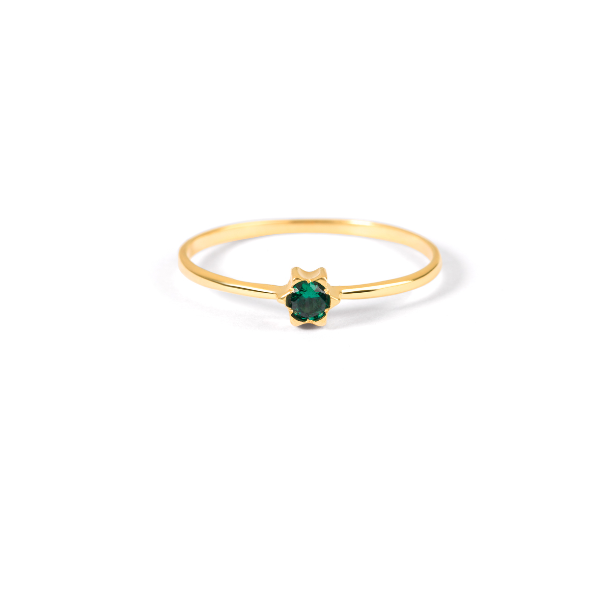 Green star single gem gold ringG