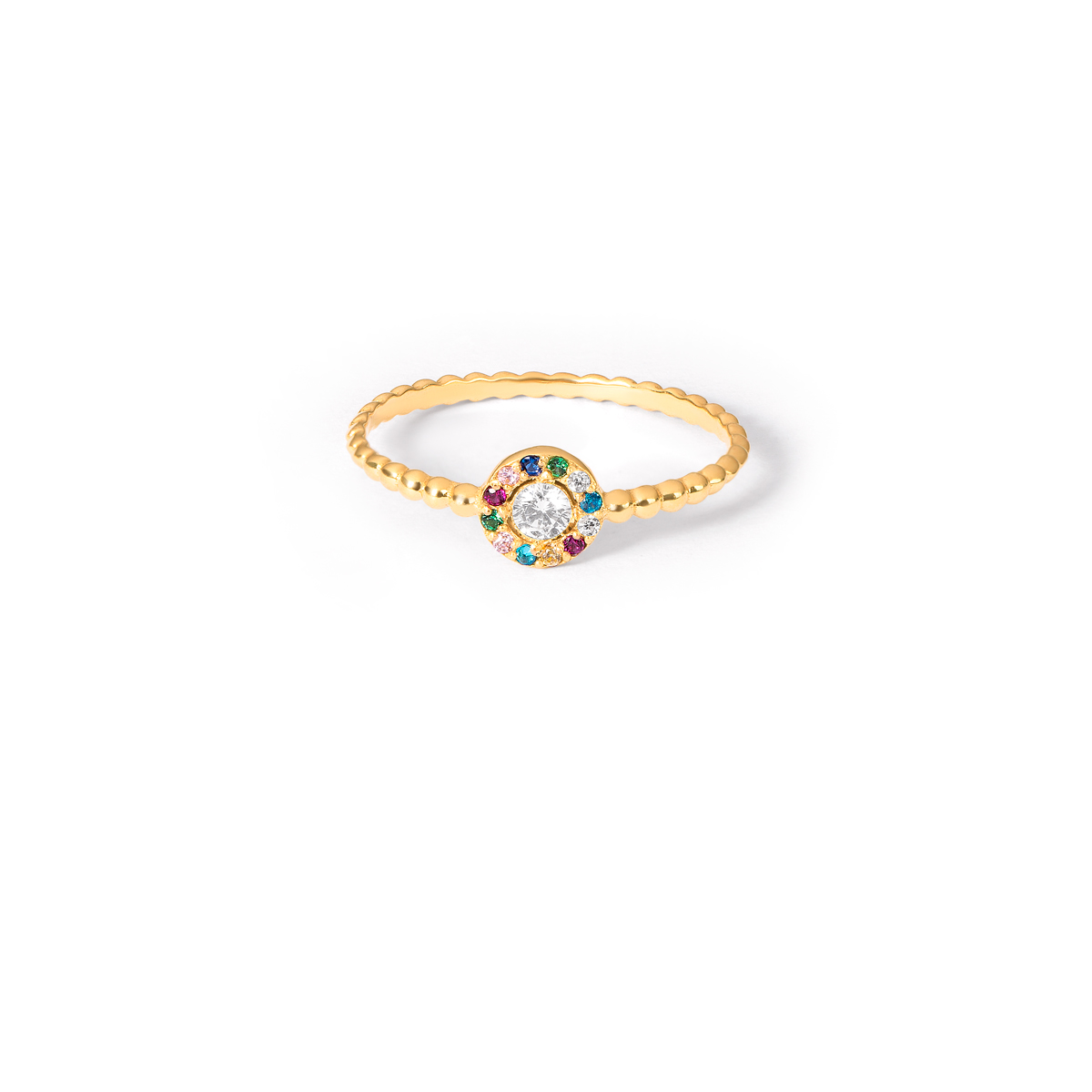 Multicolor ball gold ringG