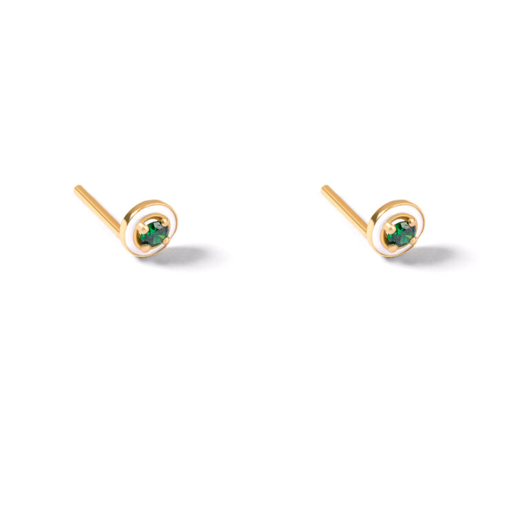 Single Luna enamel gold earringsG