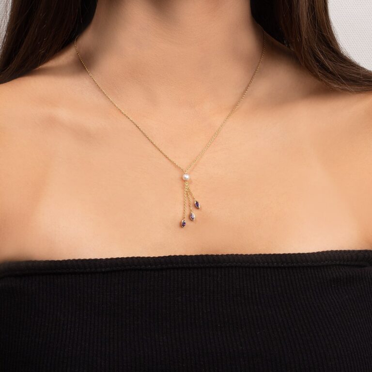 گردنبند طلا سه مارکیز آناشید گالری طلا پرسته