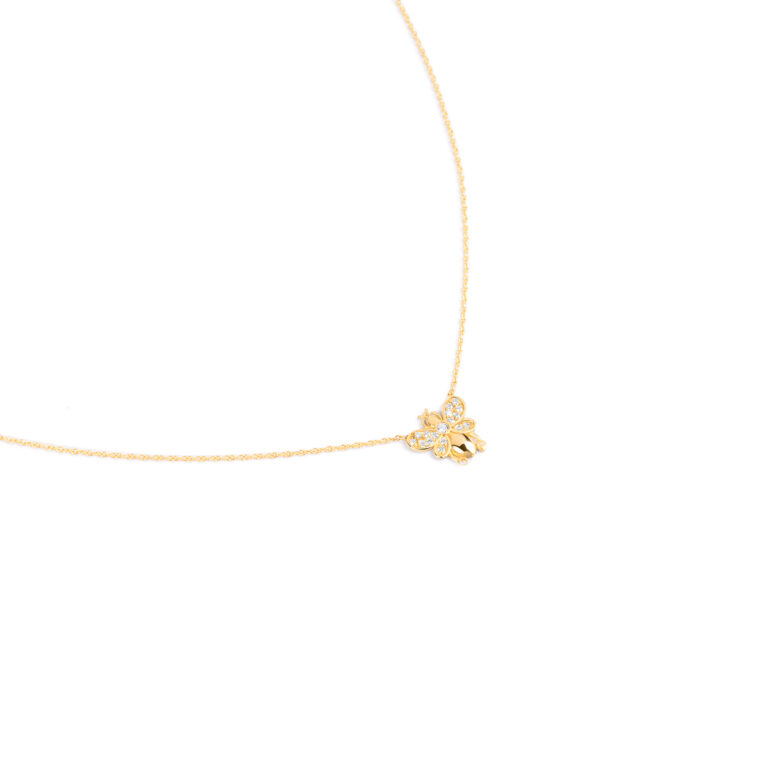 گردنبند طلا زنبور نگین دار گالری طلا پرسته