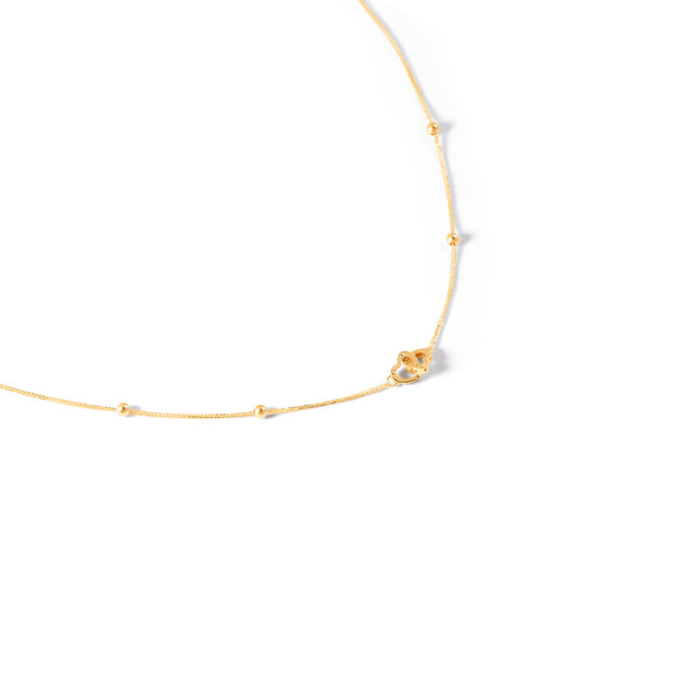 گردنبند طلا دو قلب و گوی گالری طلا پرسته