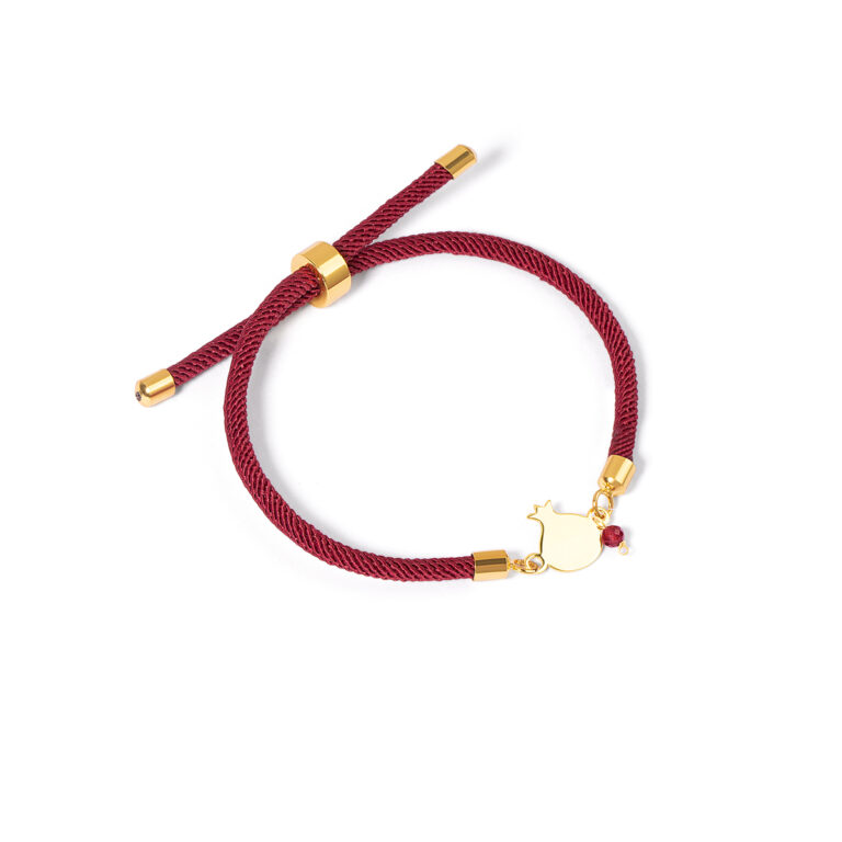 دستبند طلا بافت انار و تک مهره گالری طلا پرسته