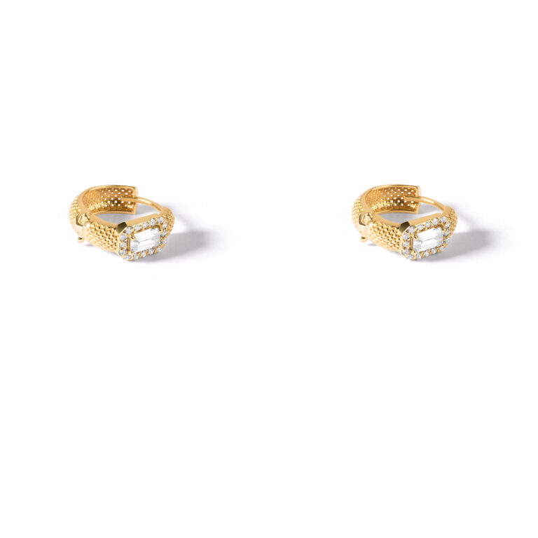 گوشواره طلا حلقه ای نگین دار هورآسا گالری طلا پرسته