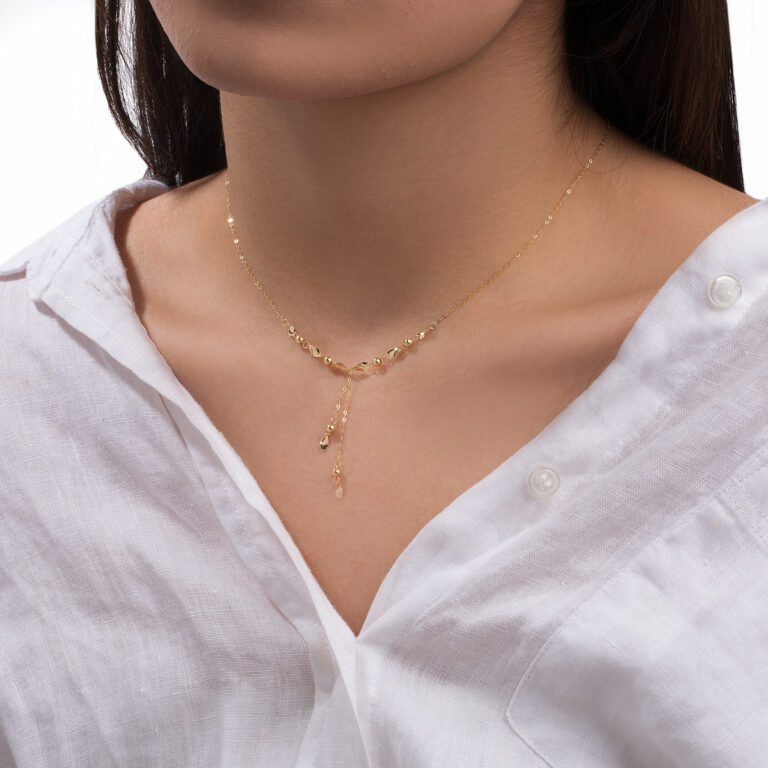 گردنبند طلا پولکی شانیکا گالری طلا پرسته