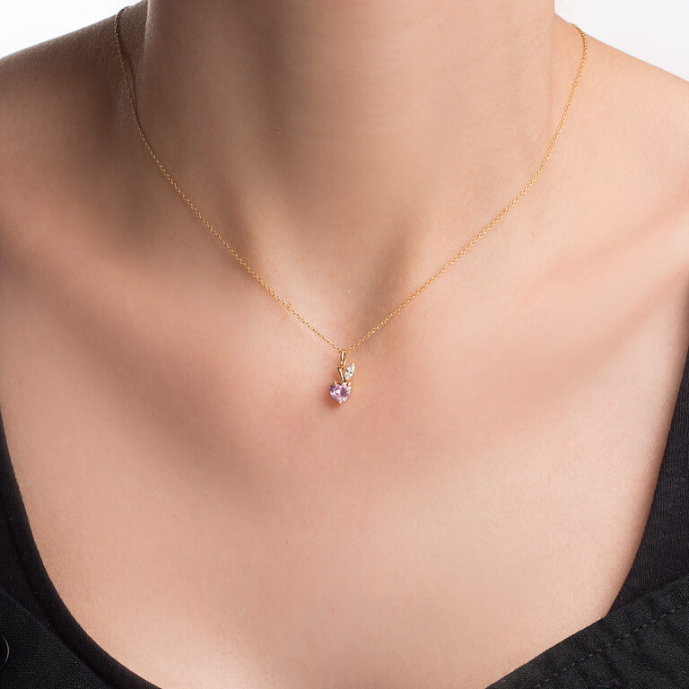 آویز طلا نگین صورتی گالری طلا پرسته