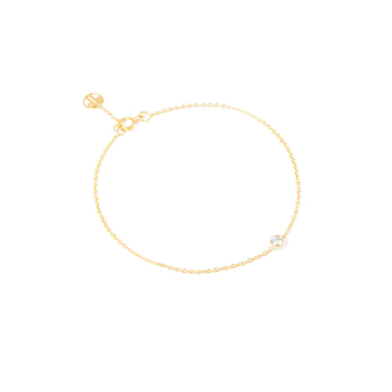 دستبند طلا زنجیری تک نگین برلیان گالری طلا پرسته