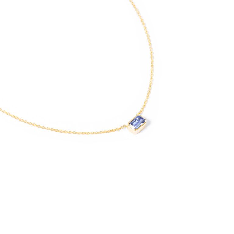 گردنبند طلا نگین باگت آبی گالری طلا پرسته