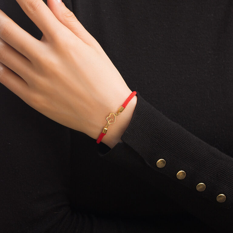 دستبند طلا بافت دو قلب گالری طلا پرسته