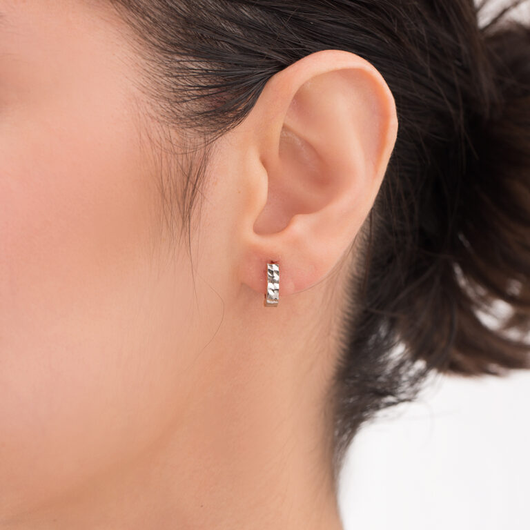 گوشواره طلا حلقه تراش دار دو رنگ گالری طلا پرسته