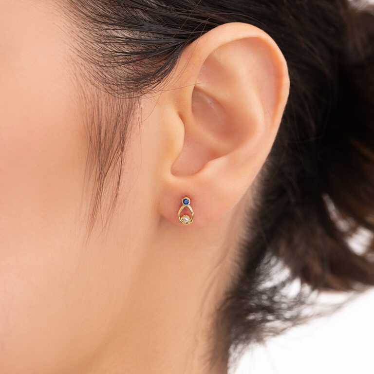 گوشواره طلا تک لنگه اشک و لونا گالری طلا پرسته