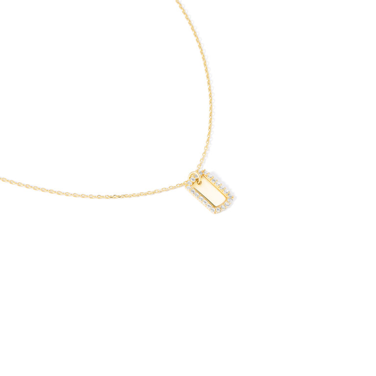 گردنبند طلا پلاک مستطیل حکاکی نگین دار گالری طلا پرسته