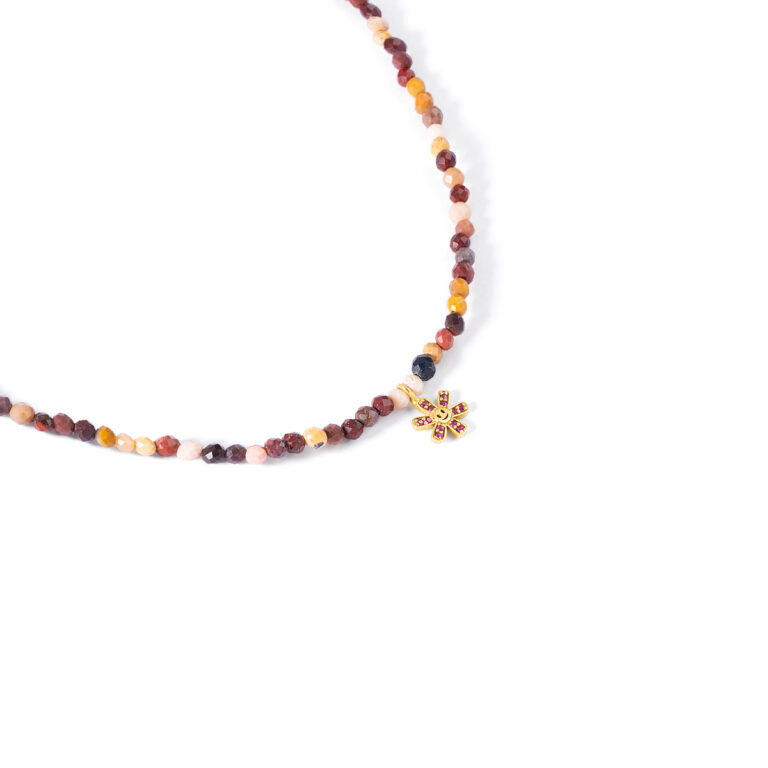 گردنبند طلا سنگی گل خندان گالری طلا پرسته