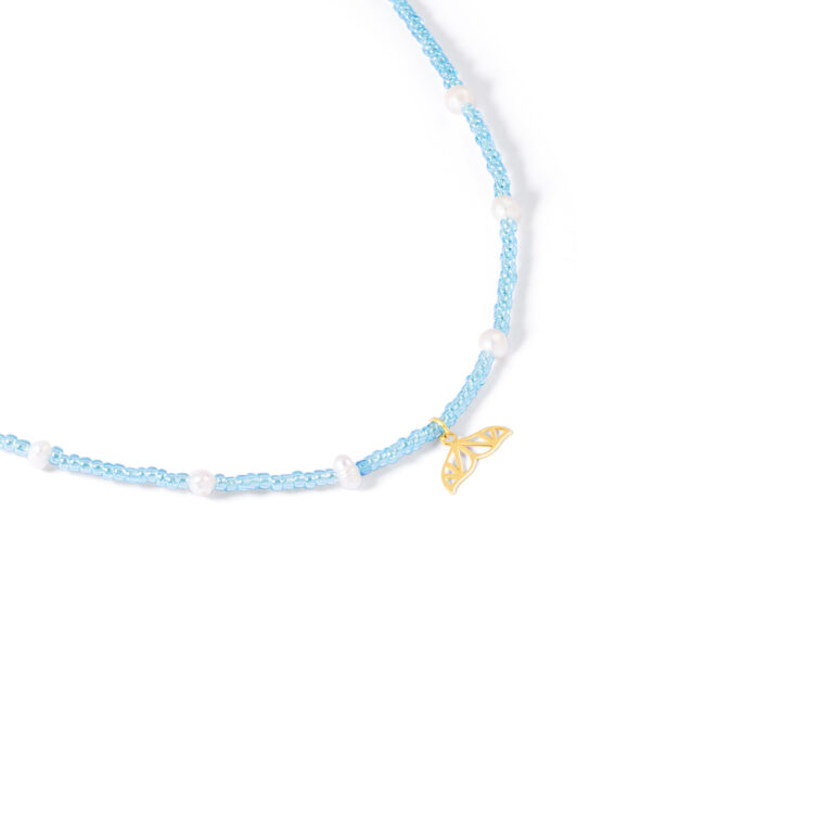 گردنبند طلا سنگ و مروارید دم وال گالری طلا پرسته