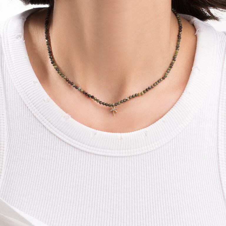 گردنبند طلا سنگی نخل گالری طلا پرسته