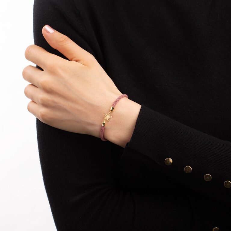 دستبند طلا بافت گل گالری طلا پرسته