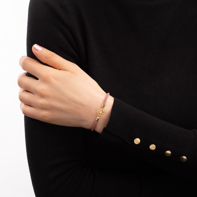 دستبند طلا بافت گل گالری طلا پرسته