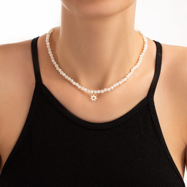 گردنبند طلا سنگی خورشید گالری طلا پرسته