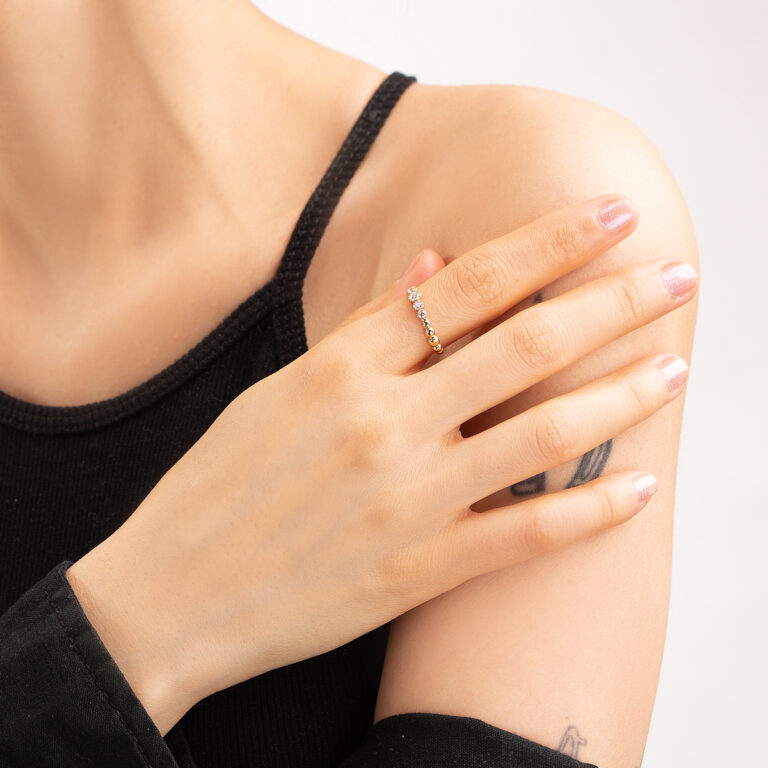 انگشتر طلا توپی نگین دار فوبینو گالری طلا پرسته