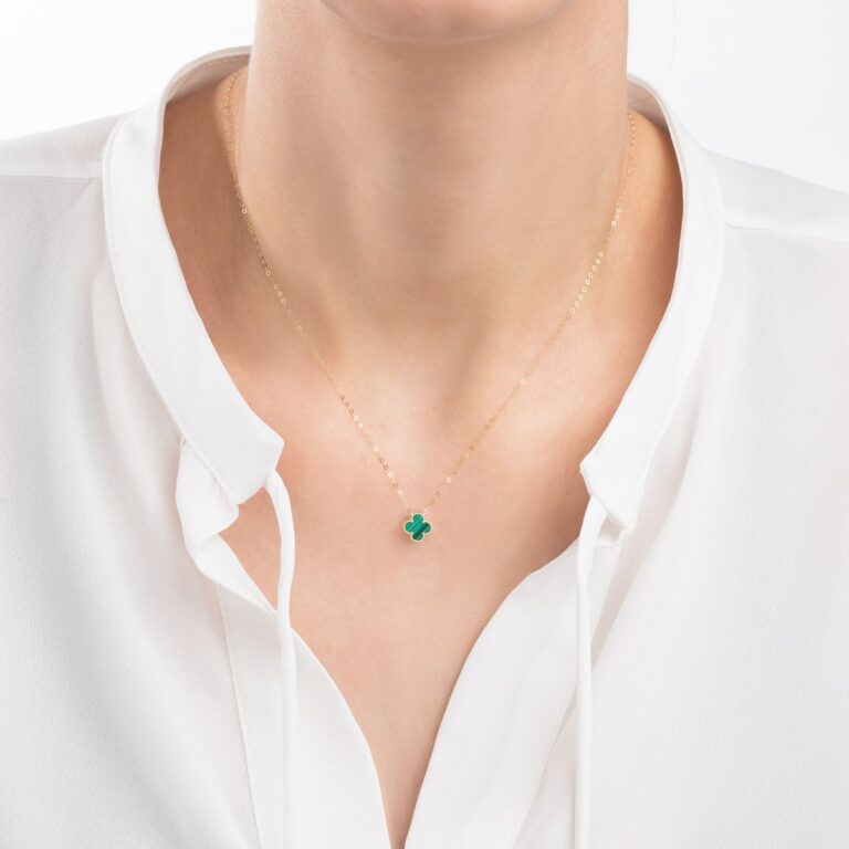 گردنبند طلا ونکلیف سبز گالری طلا پرسته