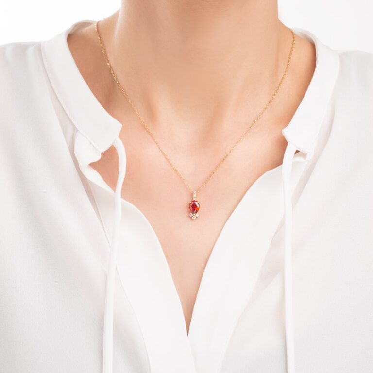 آویز طلا اشک ریرا قرمز گالری طلا پرسته