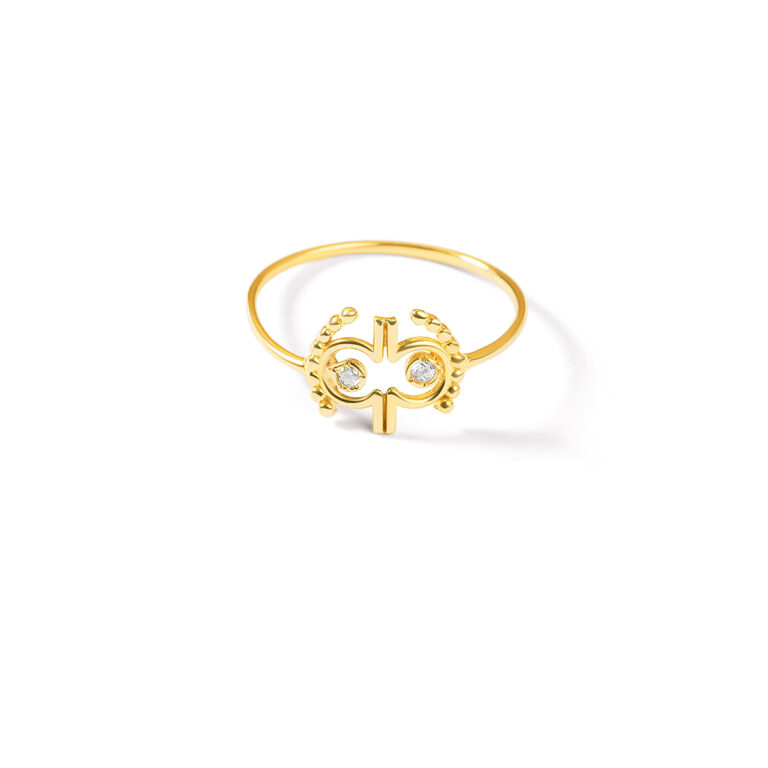 انگشتر طلا جغد نگین دار گالری طلا پرسته