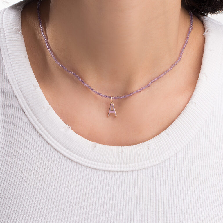 گردنبند طلا سنگی حرف A گالری طلا پرسته