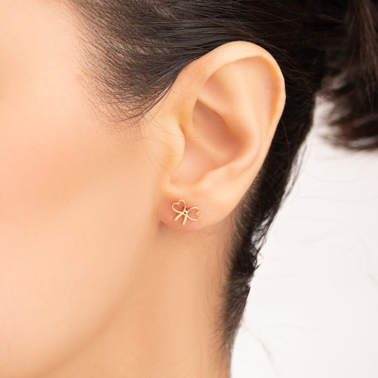 گوشواره طلا پاپیون قلبی گالری طلا پرسته