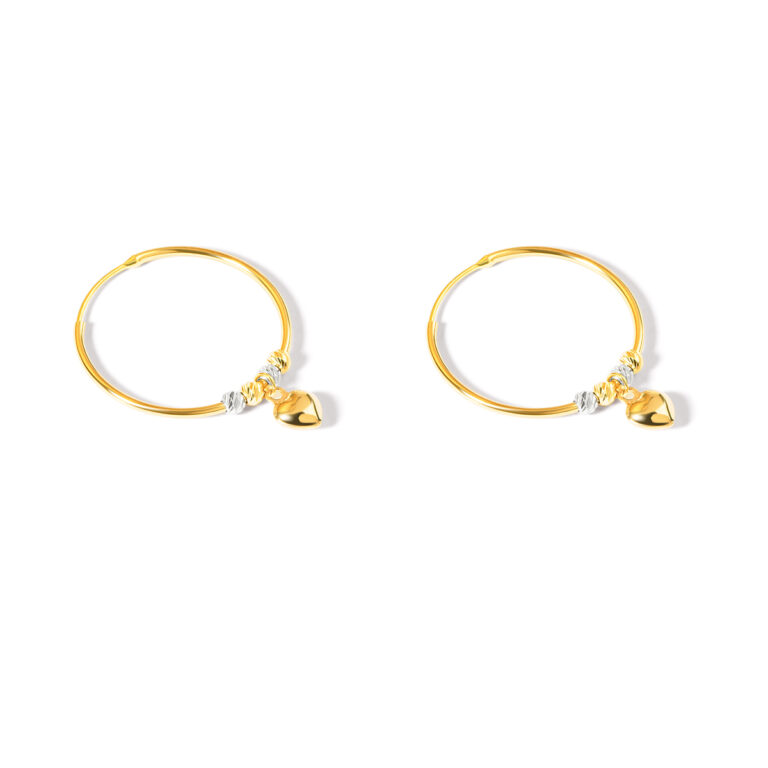 گوشواره طلا حلقه ای گوی و قلب گالری طلا پرسته