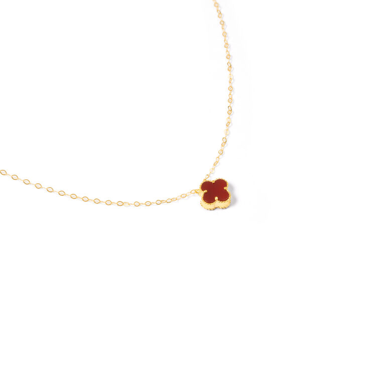 گردنبند طلا ونکلیف زرشکی گالری طلا پرسته