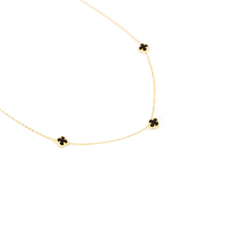 گردنبند طلا سه ونکلیف مشکی گالری طلا پرسته