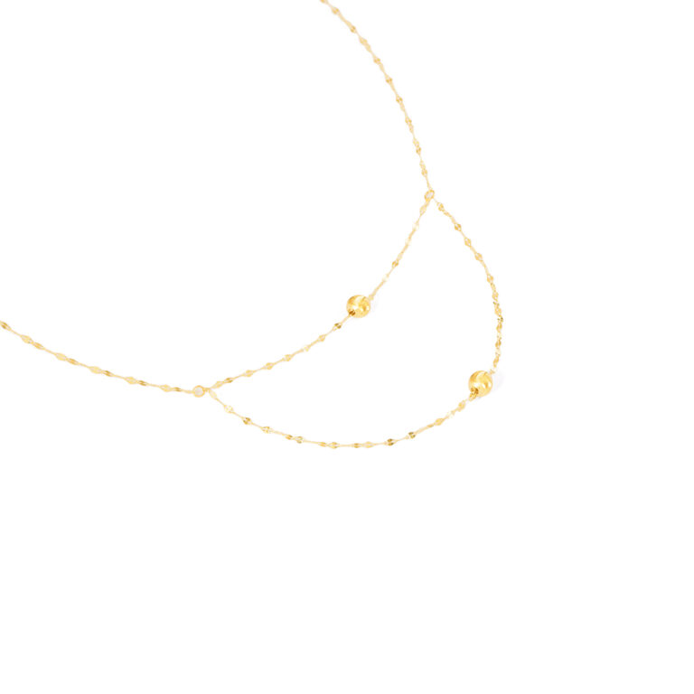 گردنبند طلا پولکی دو گوی گالری طلا پرسته