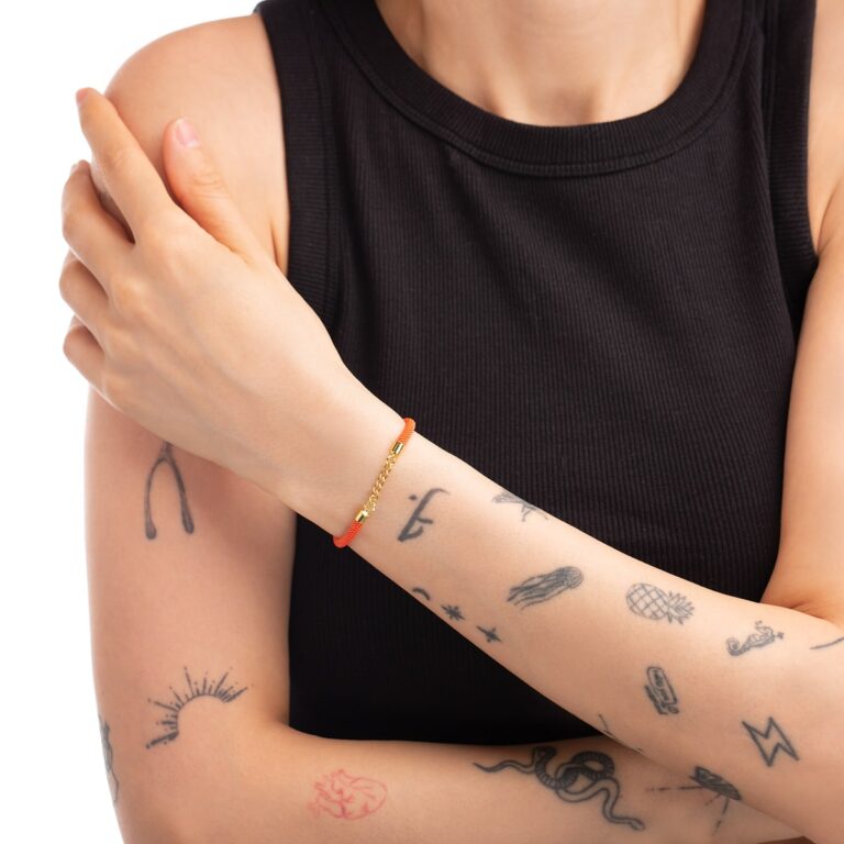 دستبند طلا بافت کارتیه نارنجی گالری طلا پرسته