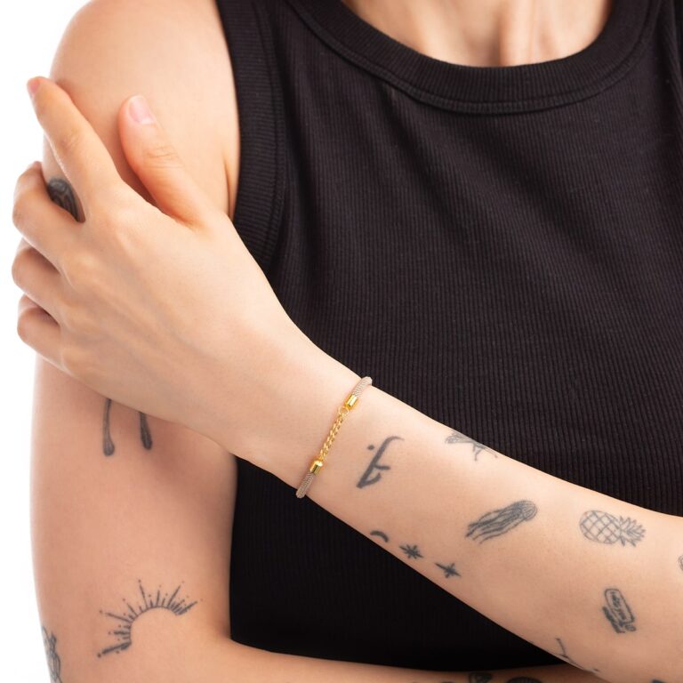 دستبند طلا بافت کارتیه خاکی گالری طلا پرسته