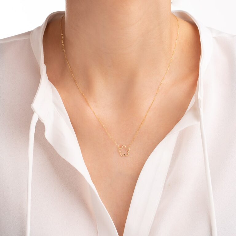 گردنبند طلا گل تو خالی گالری طلا پرسته