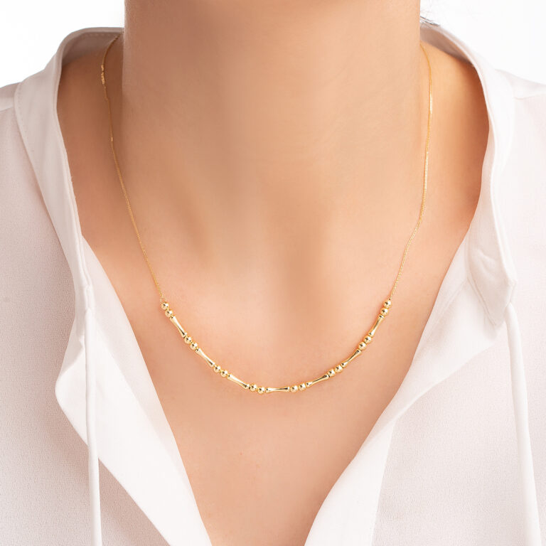 گردنبند طلا گوی و استوانه گالری طلا پرسته