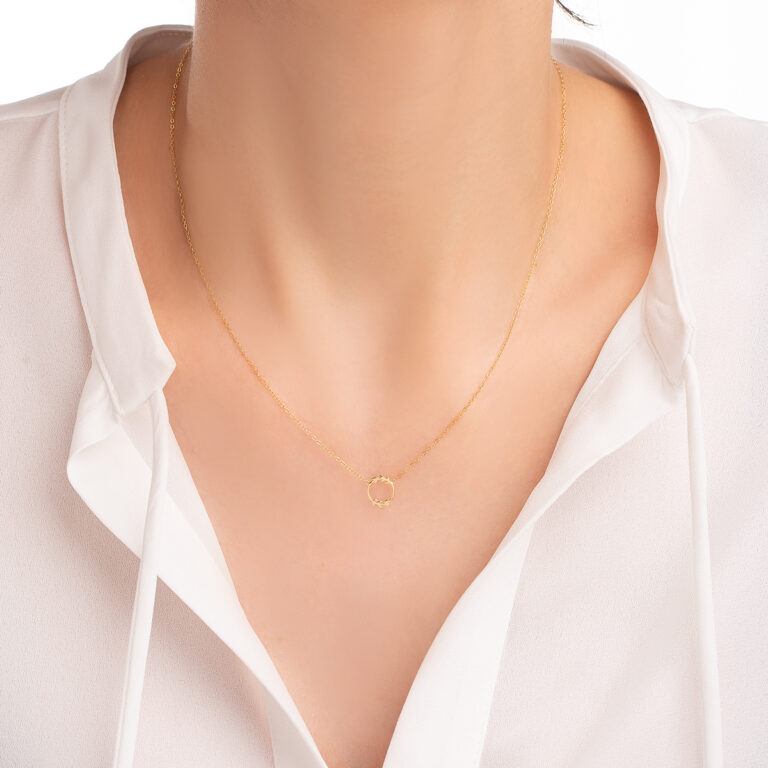 گردنبند طلا حلقه برگ گالری طلا پرسته