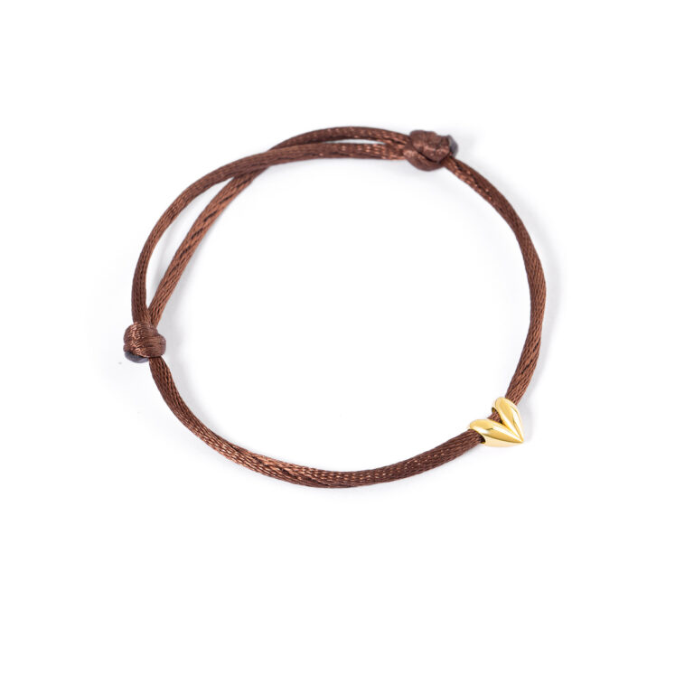 دستبند طلا بافت قلب بادکنکی قهوه ای گالری طلا پرسته