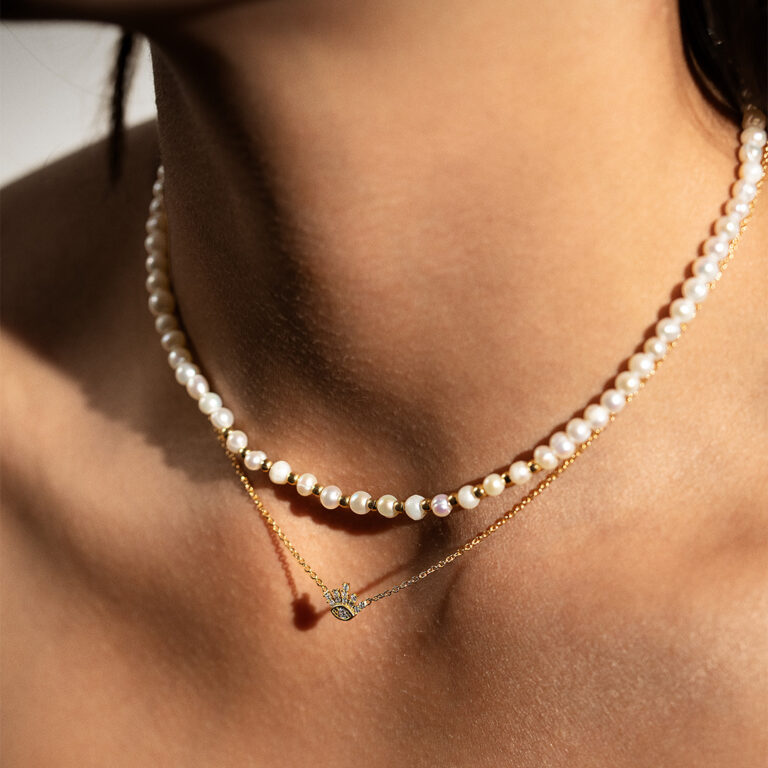 گردنبند طلا مروارید گوی گالری طلا پرسته