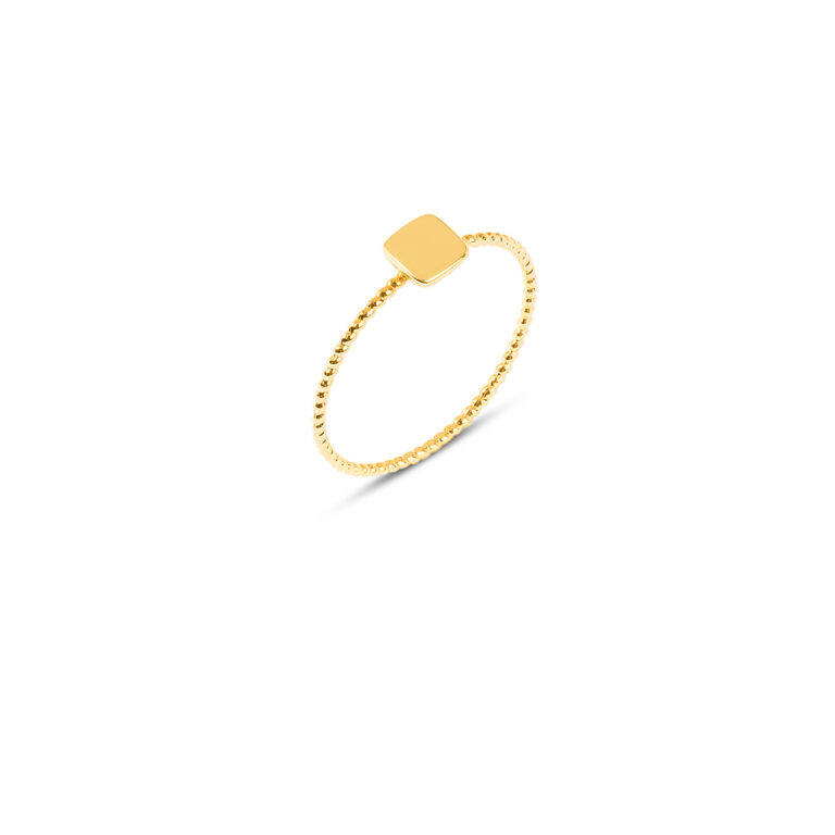 انگشتر طلا توپی مربع گالری پرسته