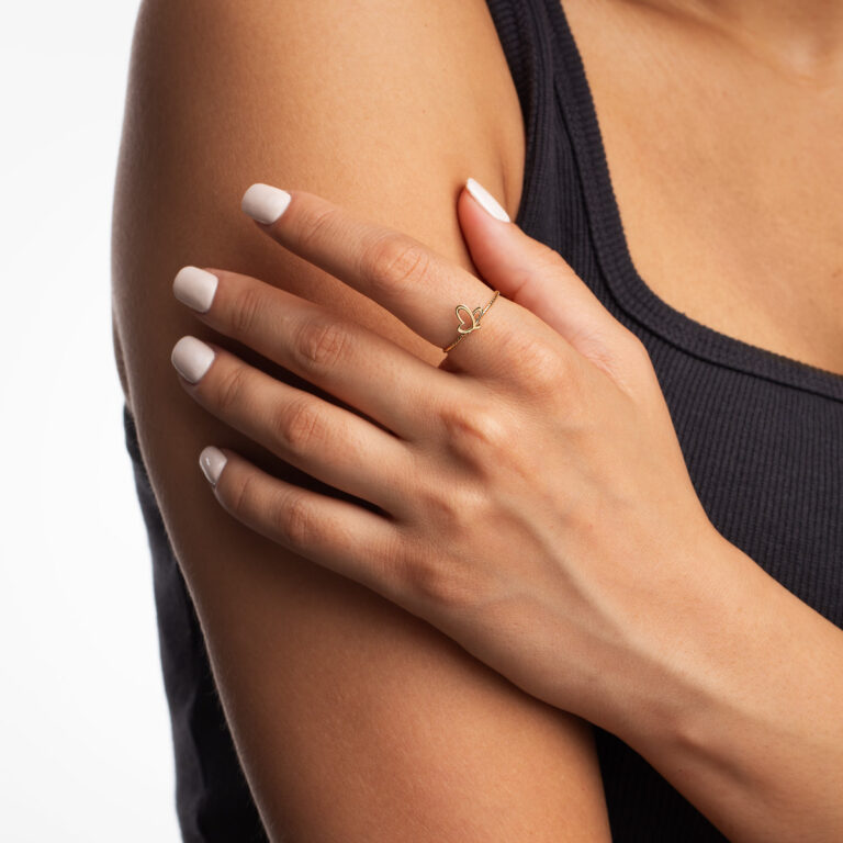 انگشتر طلا توپی پروانه گالری پرسته