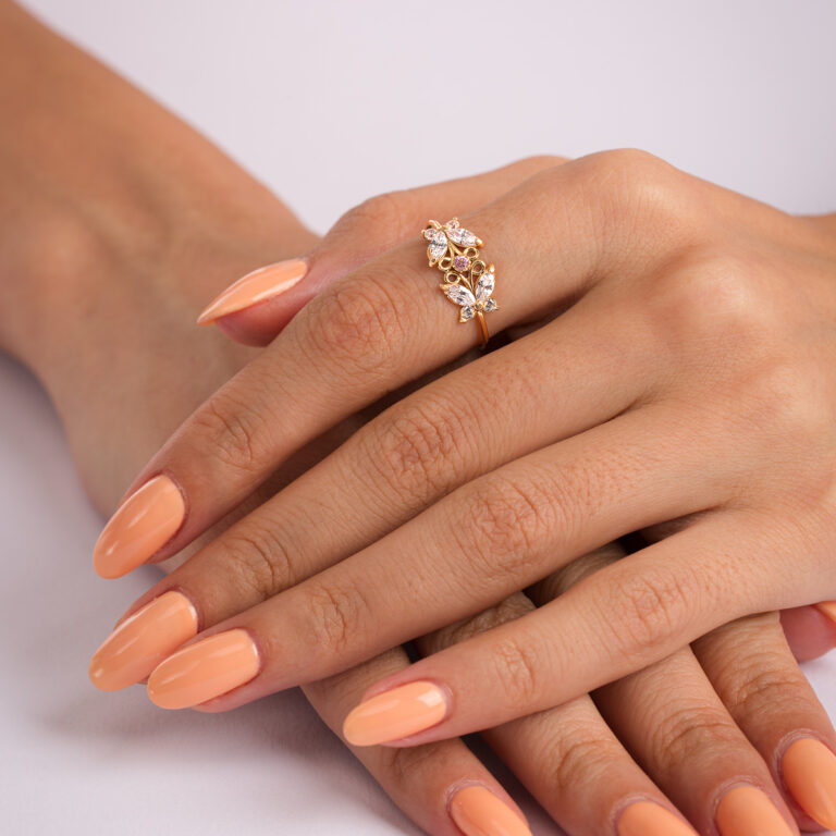 انگشتر طلا پروانه نگین دار گالری طلا پرسته